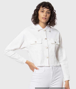 Lola Jeans Brooklyn Crop Denim Jacket in White